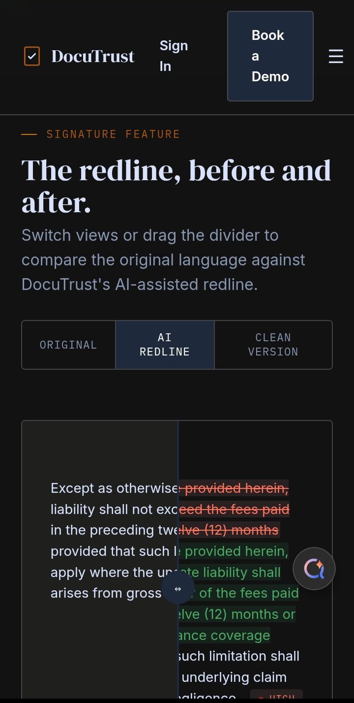 DocuTrust interface detail