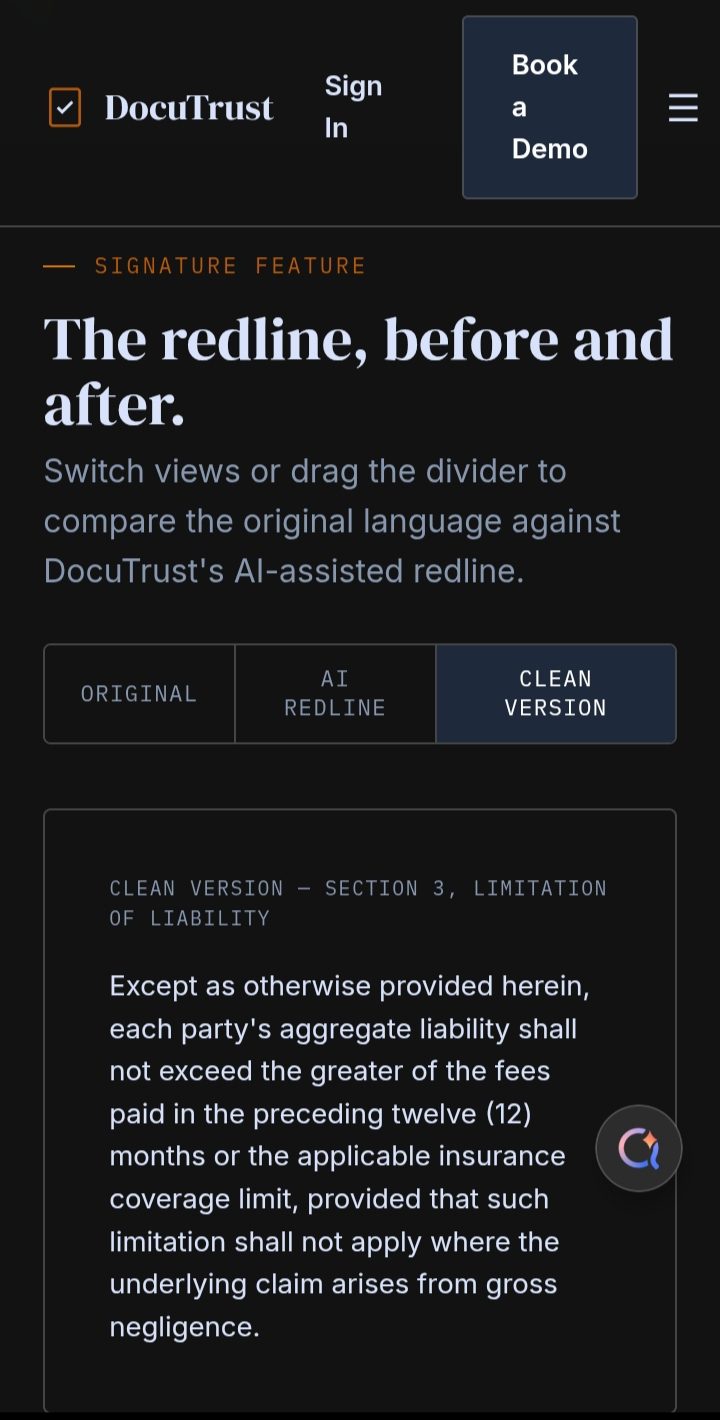 DocuTrust interface detail