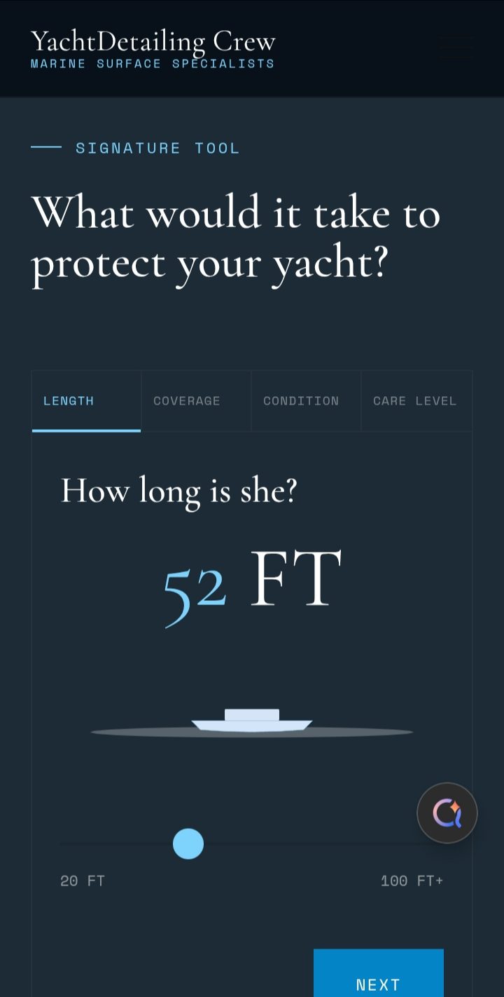 YachtDetailing Crew interface detail